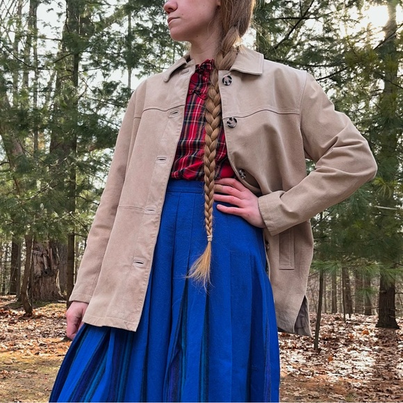 90s Monterey Bay Genuine Leather Suede Jacket Tan Size 14 - Picture 6 of 16